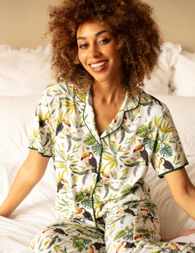 Cyberjammies Gabrielle Pyjama Top White Toucan Print