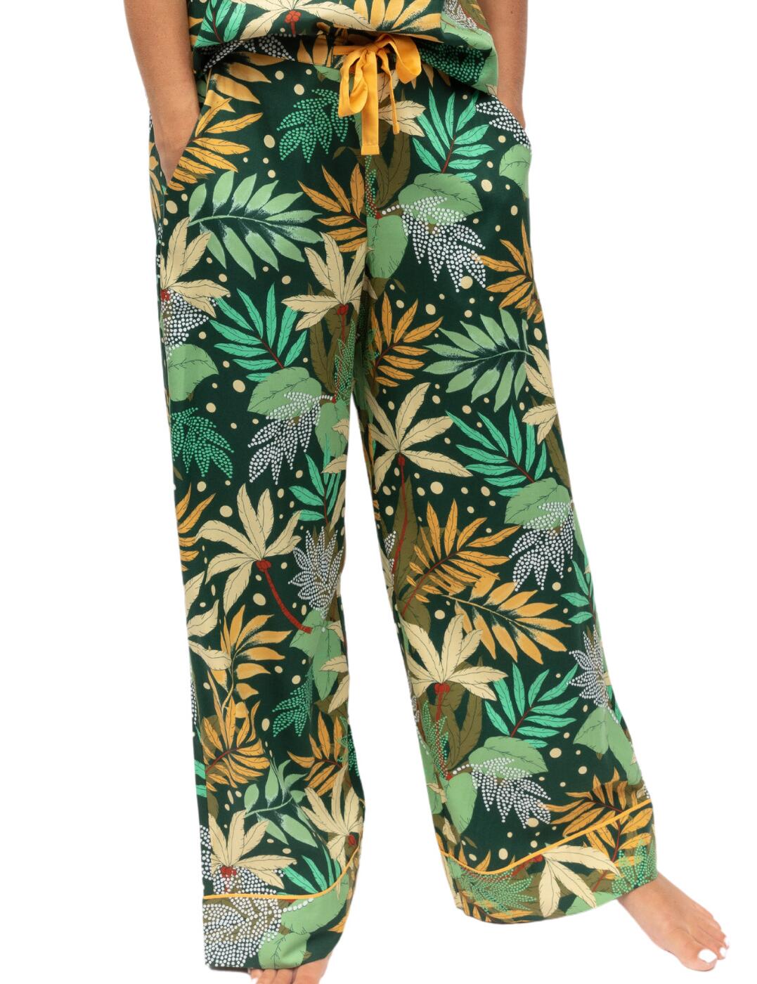 Cyberjammies Gabrielle Pyjama Pants Green Palm Leaf Print