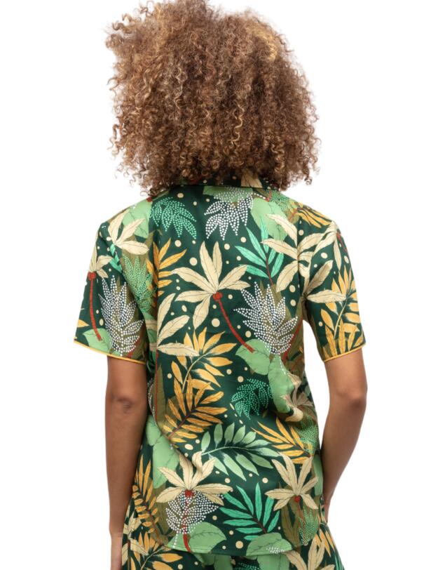 Cyberjammies Gabrielle Pyjama Top Green Palm Leaf Print