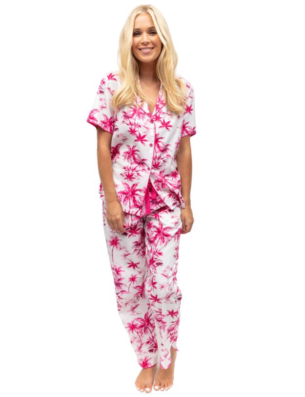 Cyberjammies Haley Pyjama Top White Palm Print