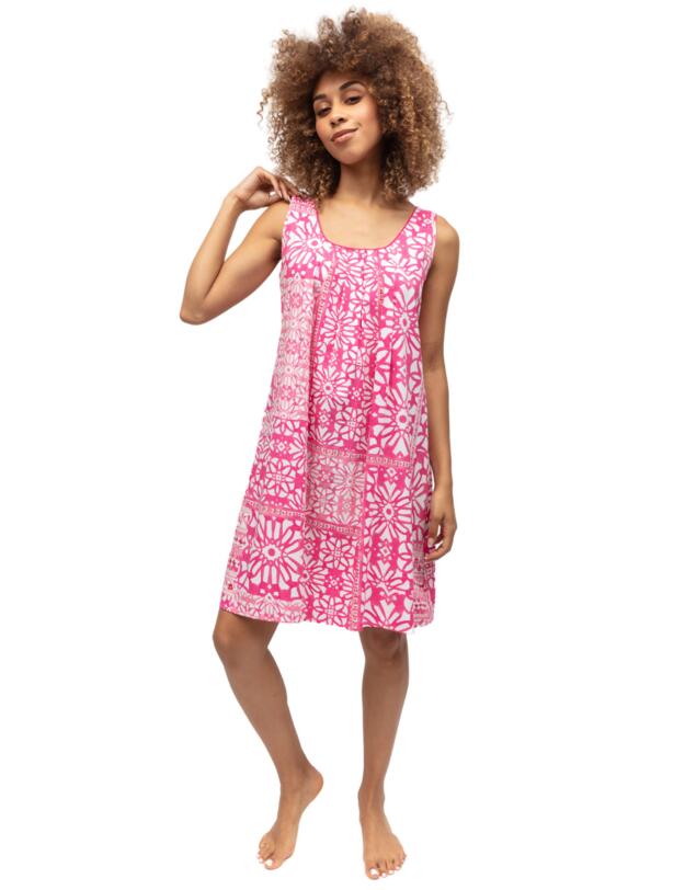 Cyberjammies Haley Nightdress Pink Tile Print