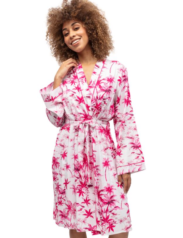 Cyberjammies Haley Dressing Gown White Palm Print