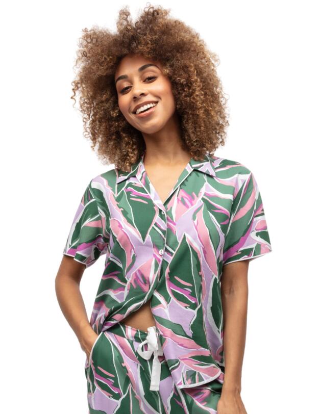 Cyberjammies Lexi Pyjama Top Lilac Leaf Print