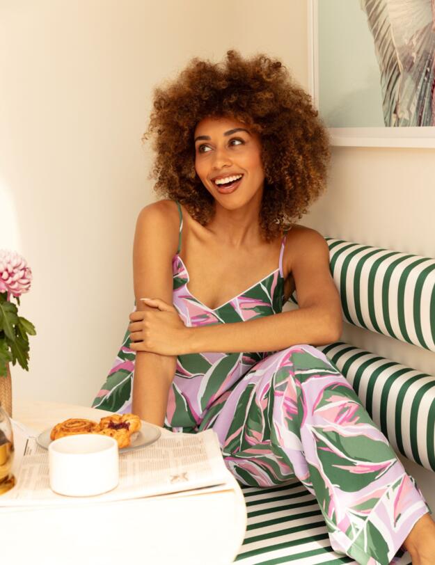 Cyberjammies Lexi Pyjama Shorts Lilac Leaf Print