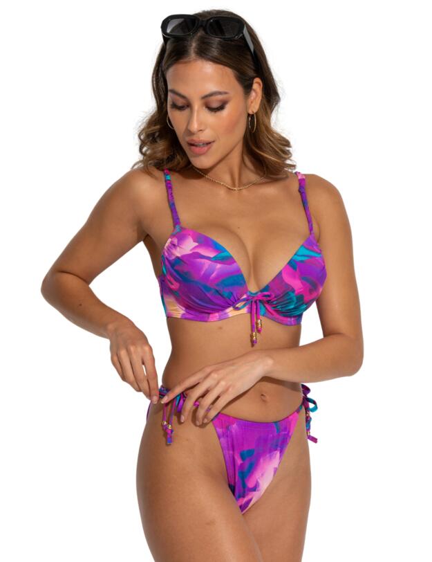  Pour Moi Cabana Tie Side Bikini Brief Purple Floral