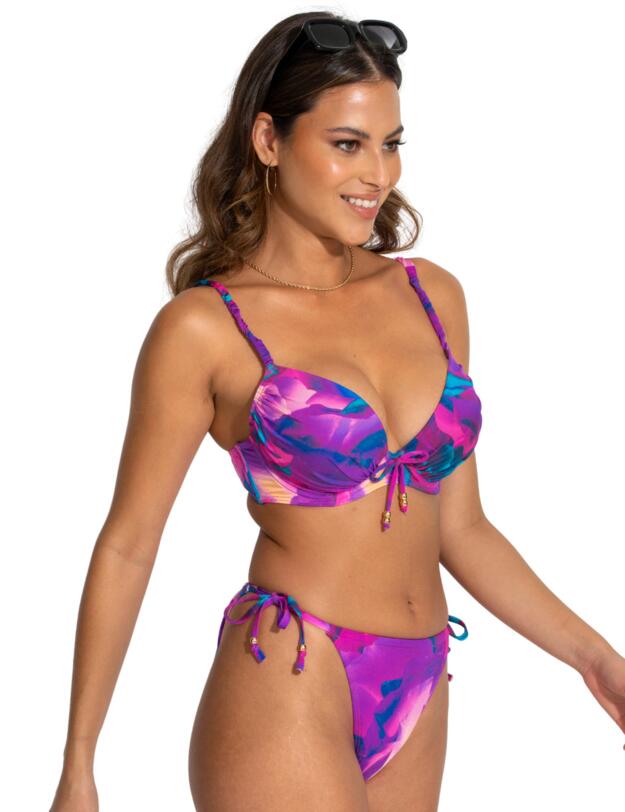  Pour Moi Cabana Tie Side Bikini Brief Purple Floral