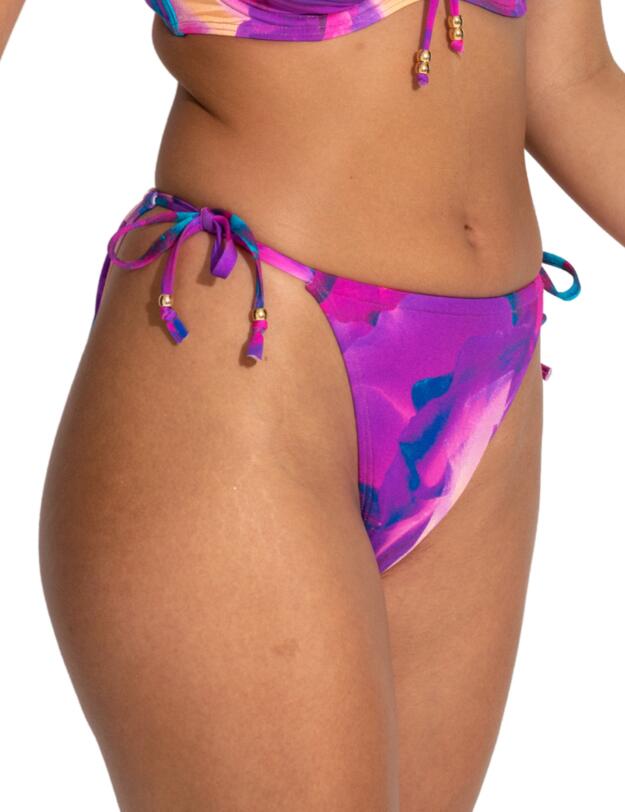  Pour Moi Cabana Tie Side Bikini Brief Purple Floral