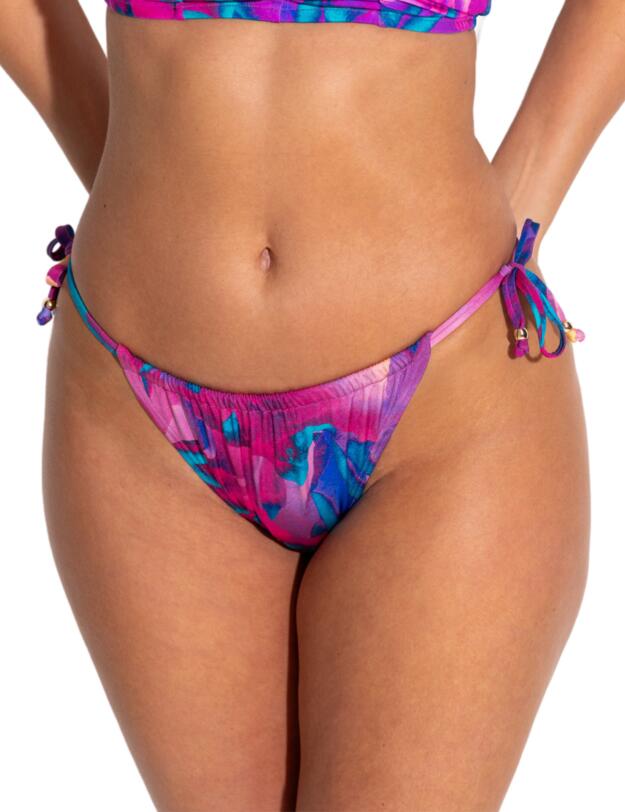  Pour Moi Cabana Tie Side Bikini Brief Purple Floral