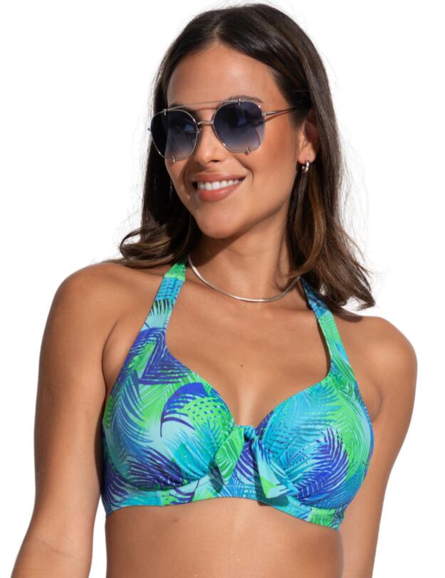 Pour Moi Aruba Halter Neck Bikini Top Aqua Palm