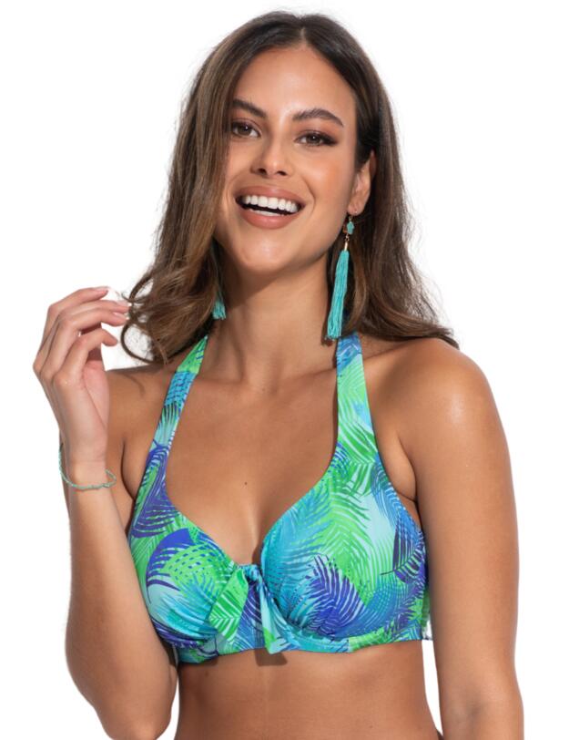 Pour Moi Aruba Halter Neck Bikini Top Aqua Palm