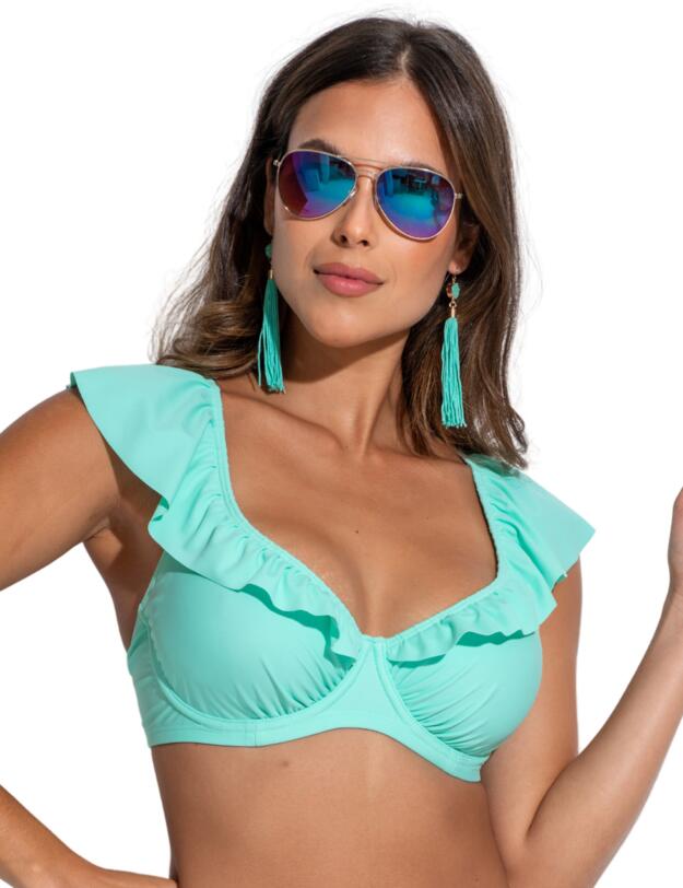 Pour Moi Bermuda Frill Bikini Top Aqua