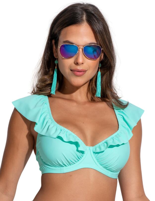 Pour Moi Bermuda Frill Bikini Top Aqua