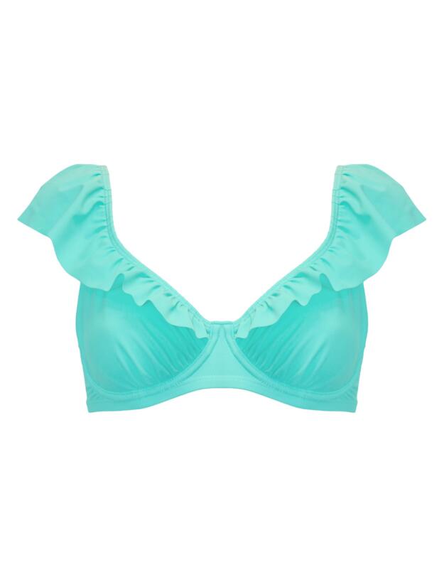 Pour Moi Bermuda Frill Bikini Top Aqua