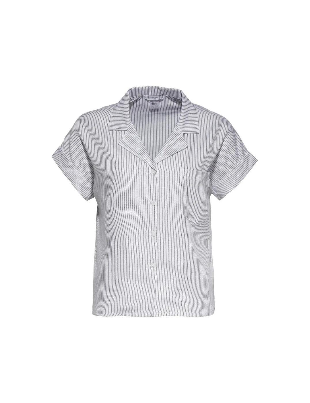 Calvin Klein Tencel Short Sleeve Pyjama Top Parallel Lines/Shoreline