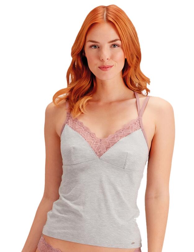 Pretty Polly Casual Comfort Nightwear Vest Grey Marl / Sugar Plum
