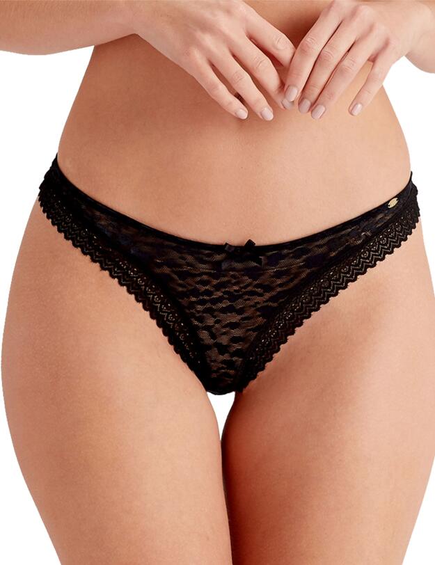 Pretty Polly Graphic Mesh Thong Black