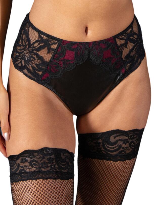 Pour Moi Onyx High-Waist High Leg Brazilian Black/Burgundy