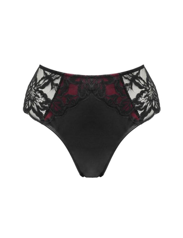 Pour Moi Onyx High-Waist High Leg Brazilian Black/Burgundy