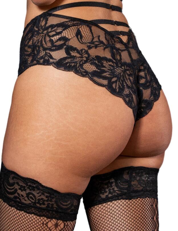 Pour Moi Onyx High-Waist High Leg Brazilian Black/Burgundy