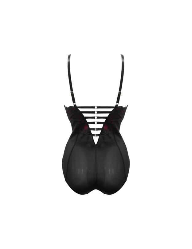 Pour Moi Onyx Zip Front Body Black/Burgundy