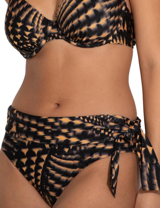 Pour Moi Portofino Tie Fold Over Bikini Brief Black/Gold