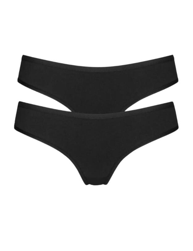 Triumph Touch Of Cotton 2 Pack Tai Brief Black