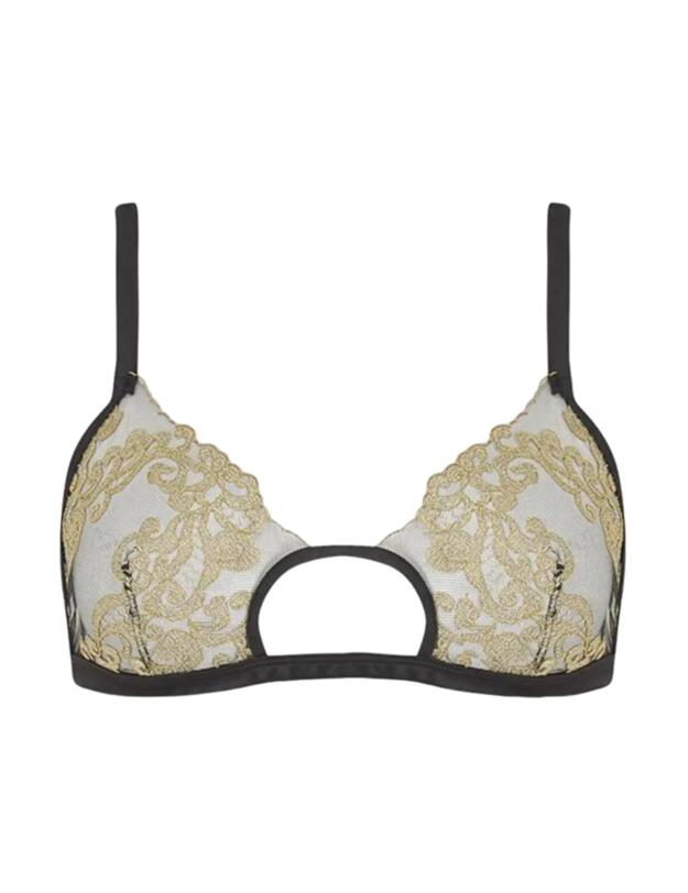 Coco De Mer Hikaru Soft Cup Bra Black and Gold 