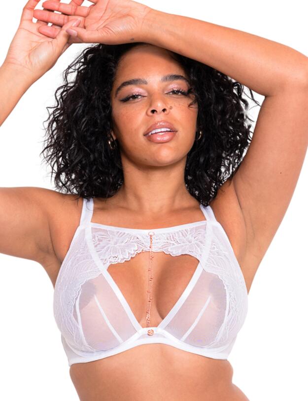 Scantilly by Curvy Kate Unveiled Deep Plunge Bra White 