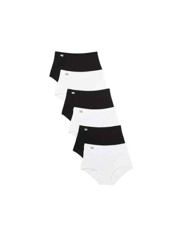 Playtex Pure Cotton Maxi Stretch 6 Pack Brief White/Black