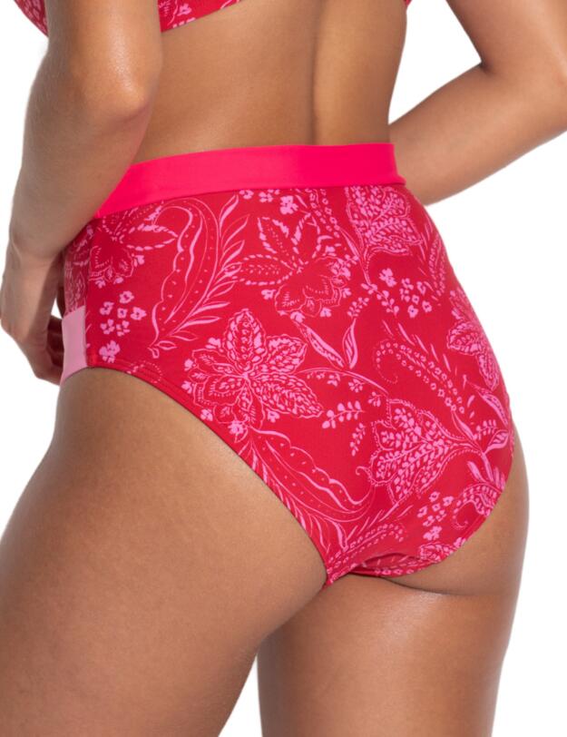  Pour Moi Palm Springs High Leg Tummy Control Bikini Brief Red/Pink
