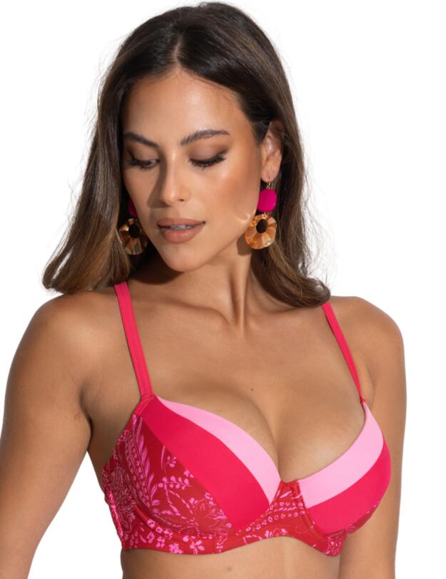 Pour Moi Palm Springs Padded Underwired Convertible Bikini Top Red/Pink