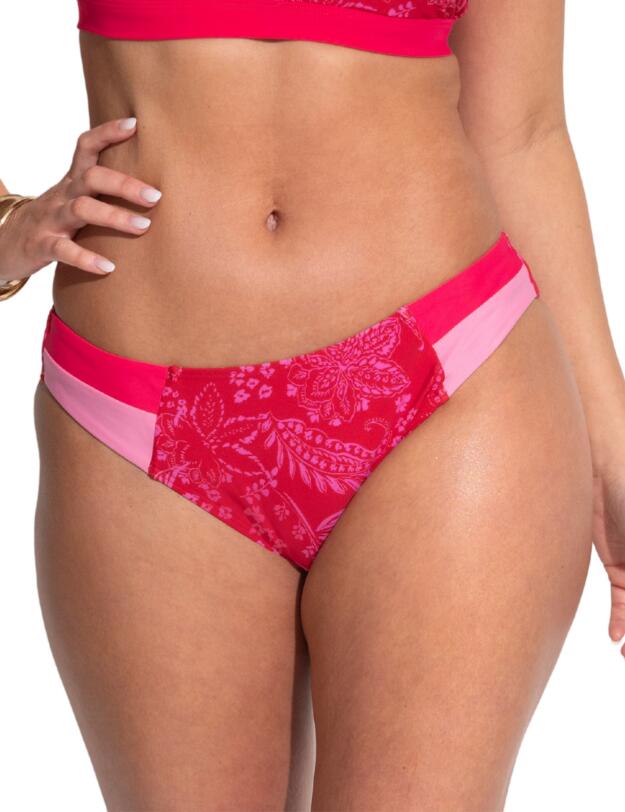 Pour Moi Palm Springs Colour Block Tab Bikini Brief Red/Pink