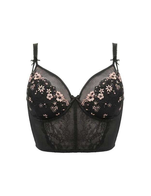 Pour Moi Gigi Underwired Longline Bra Black/Rose Gold