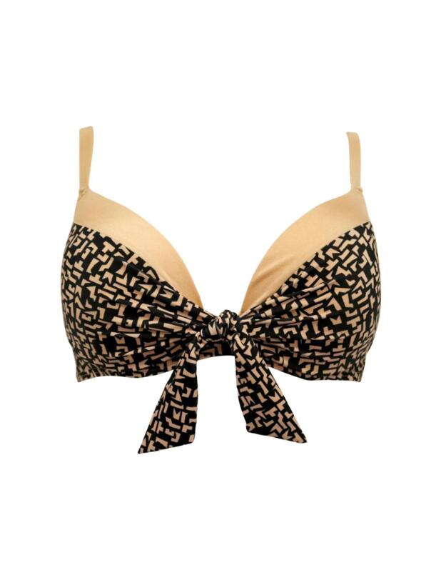 Pour Moi Casablanca Front Tie Bikini Top Black/Gold