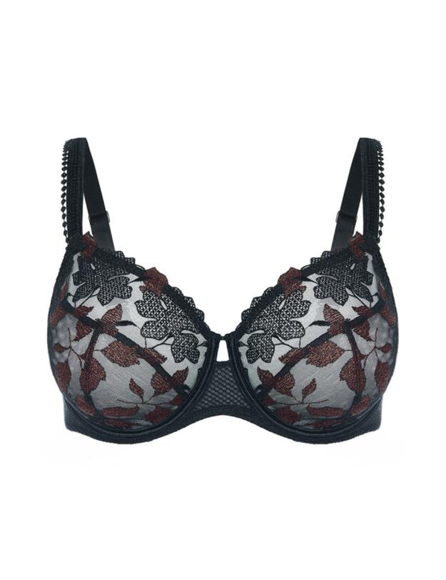 Simone Perele Dahlia Plunge Bra Copper Black