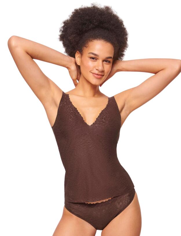 Sloggi Zero Feel Lace Brazilian Briefs Ebony Brown