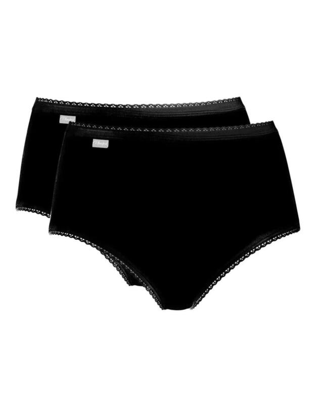 Playtex Stretch Cotton 2 Pack Midi Briefs Black