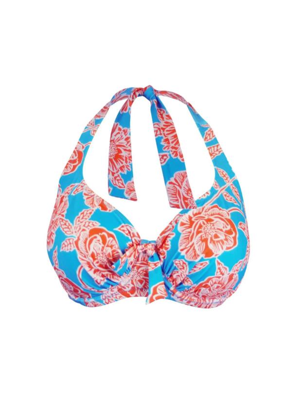 Pour Moi Big Sur Halterneck Bikini Top Turquoise/Orange
