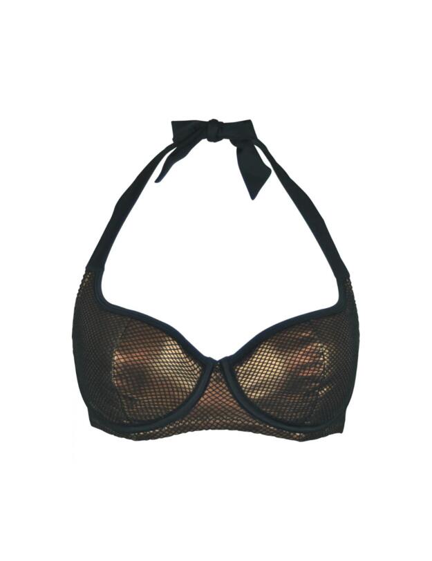 Pour Moi Vegas Baby Halter Padded Bikini Top Gold