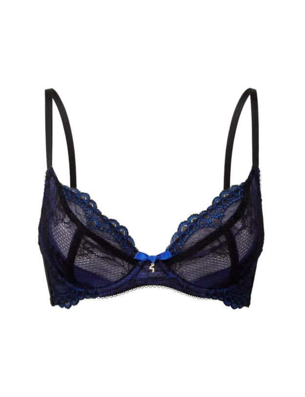 Gossard Superboost Lace Plunge Bra Black/Electric Blue