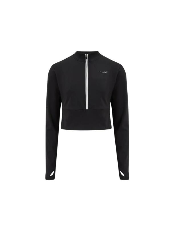 Pour Moi Energy Pulse Long Sleeved Crop Top Black/White