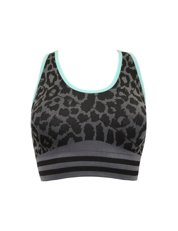 Pour Moi Energy Seamless Crop Top Black/Grey/Aqua