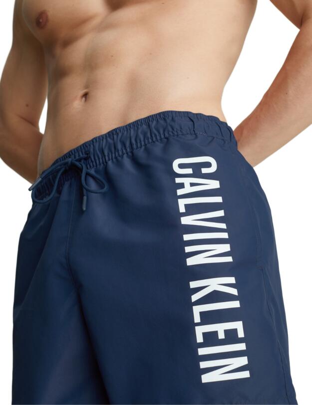 Calvin Klein Mens Medium Drawstring Swim Short Signature Navy