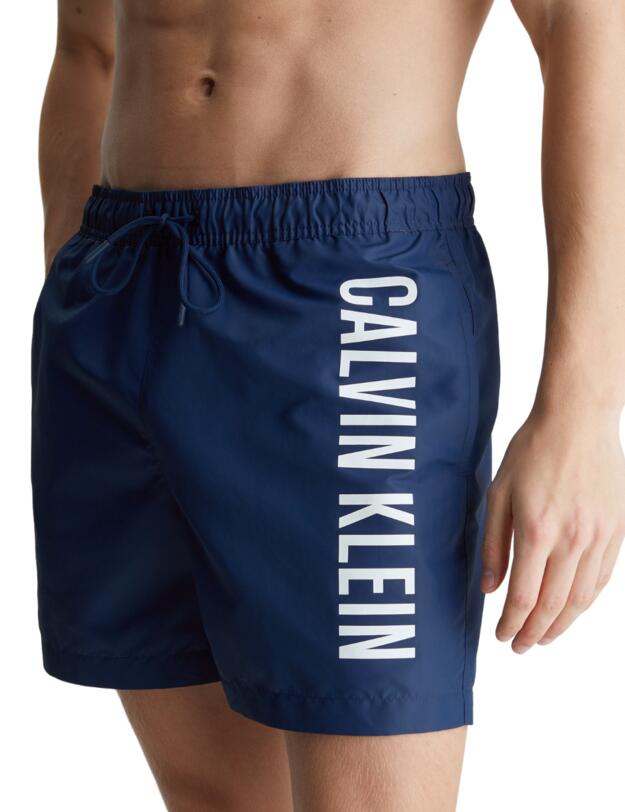 Calvin Klein Mens Medium Drawstring Swim Short Signature Navy