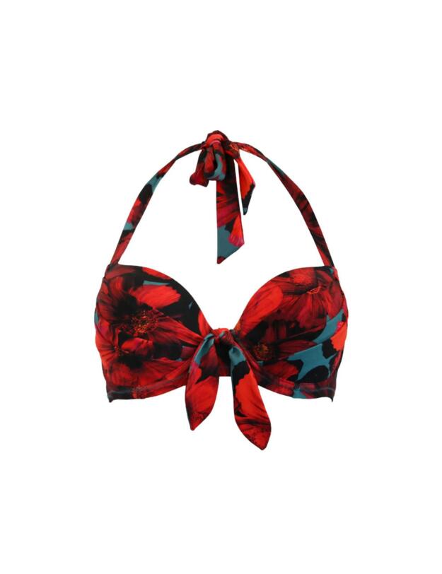 Pour Moi Orchid Luxe Halterneck Bikini Top Red/Teal