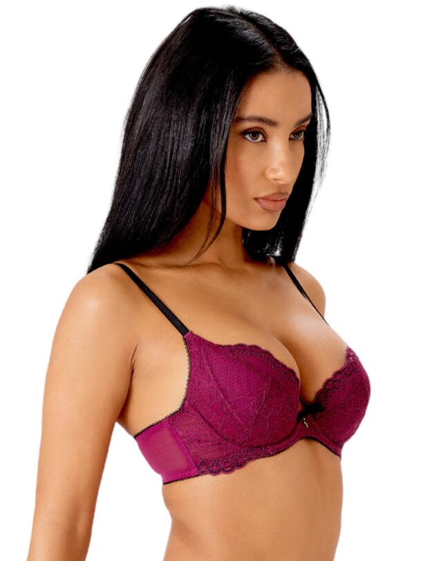 Gossard Superboost Lace Padded Plunge Bra Purple Potion