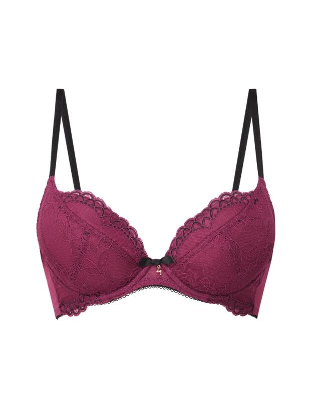 Gossard Superboost Lace Padded Plunge Bra Purple Potion