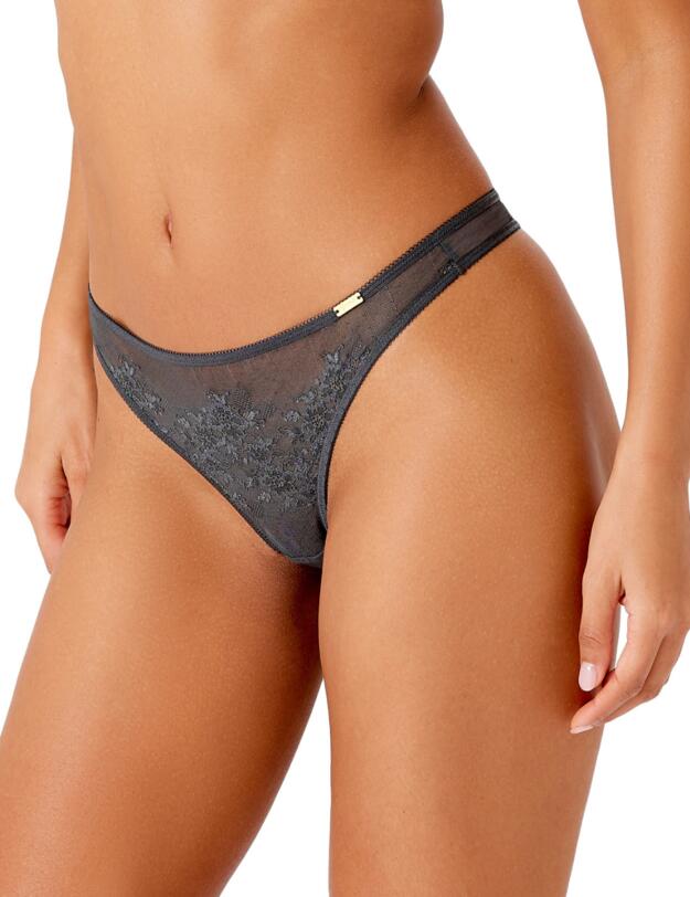 Gossard Glossies Lace Thong Charcoal