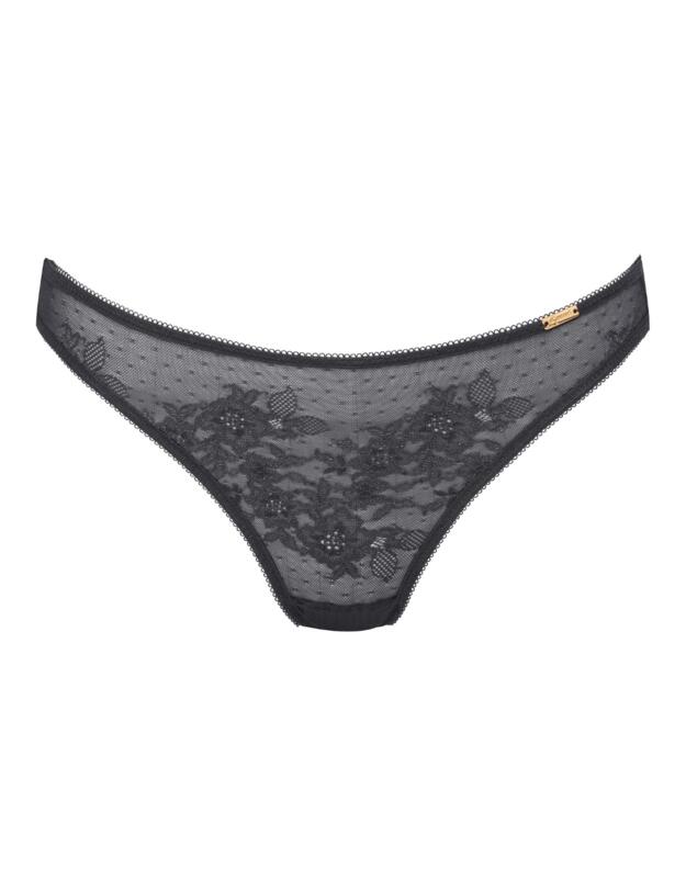 Gossard Glossies Lace Thong Charcoal