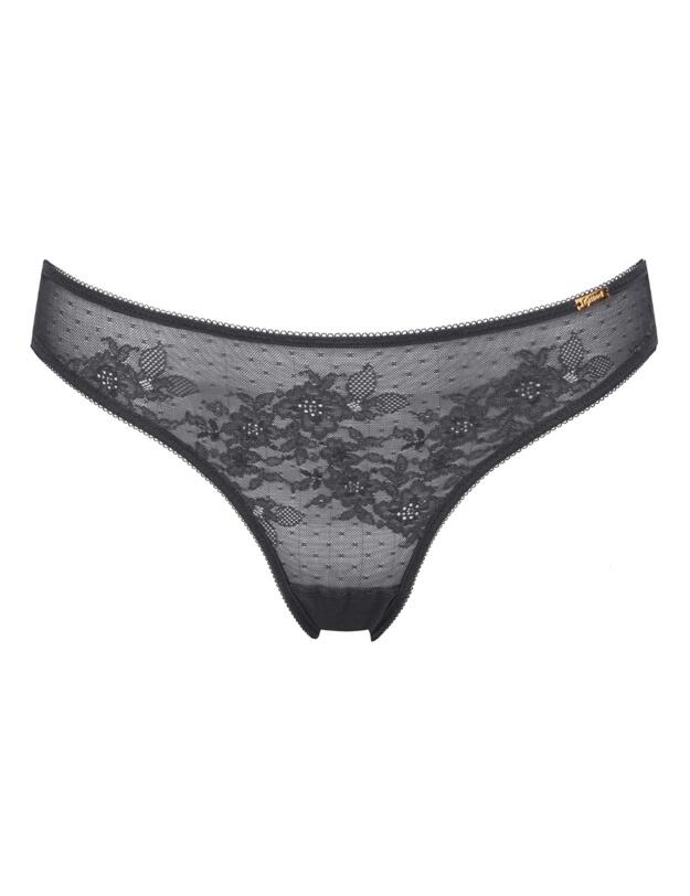 Gossard Glossies Lace Brief Charcoal